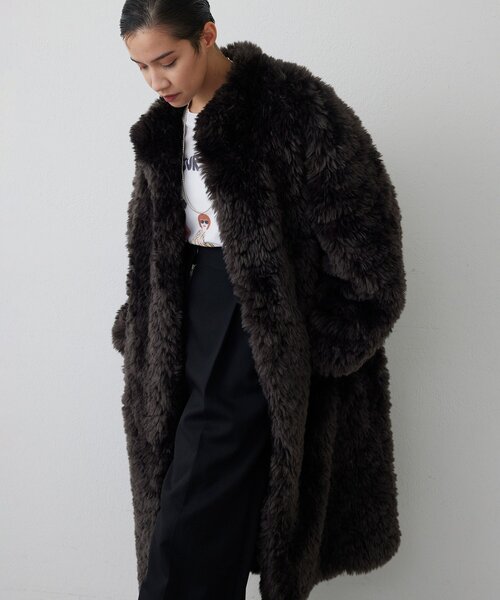 THE PAUSE(ザ ポーズ)の「【THE PAUSE】フェイクファーロングコート(その他アウター・レディース・アイボリー/チャコールグレー・FREE)」の18枚目の写真