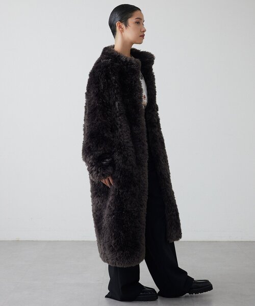 THE PAUSE(ザ ポーズ)の「【THE PAUSE】フェイクファーロングコート(その他アウター・レディース・アイボリー/チャコールグレー・FREE)」の15枚目の写真