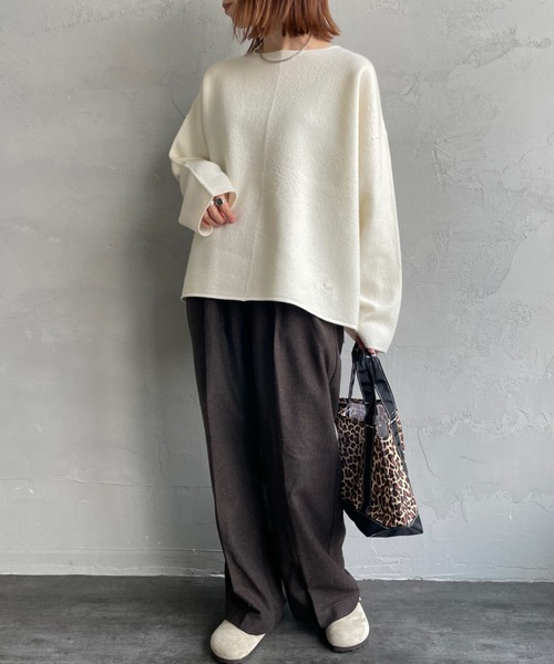 ORCIVAL（オーシバル）の「[ORCIVAL/オーシバル] クルーネック ウールプルオーバー（ニット/セーター・レディース・ネイビー/アイボリー/グレイッシュベージュ・1）」の4枚目の写真