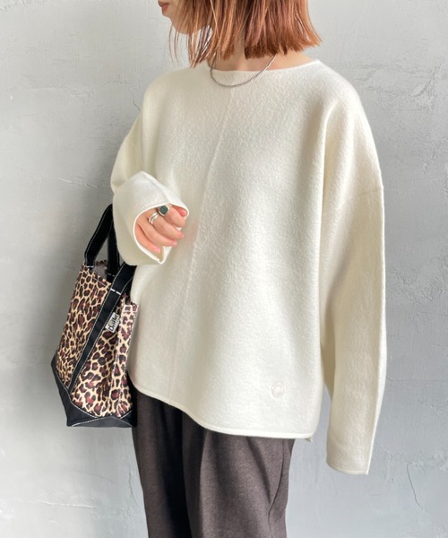 ORCIVAL（オーシバル）の「[ORCIVAL/オーシバル] クルーネック ウールプルオーバー（ニット/セーター・レディース・ネイビー/アイボリー/グレイッシュベージュ・1）」の8枚目の写真