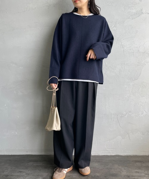 ORCIVAL（オーシバル）の「[ORCIVAL/オーシバル] クルーネック ウールプルオーバー（ニット/セーター・レディース・ネイビー/アイボリー/グレイッシュベージュ・1）」の6枚目の写真