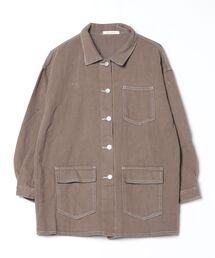 ゆったりサイズ配色ステッチデニムジャケット