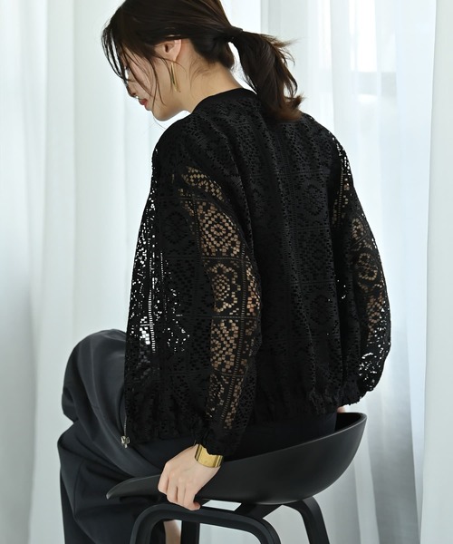 STYLE DELI(スタイルデリ)の「【BLK001】総レースジップブルゾン(ブルゾン・レディース・ブラック/ホワイト・FREE)」の3枚目の写真
