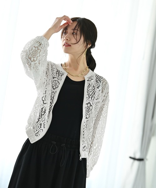 STYLE DELI(スタイルデリ)の「【BLK001】総レースジップブルゾン(ブルゾン・レディース・ブラック/ホワイト・FREE)」の10枚目の写真