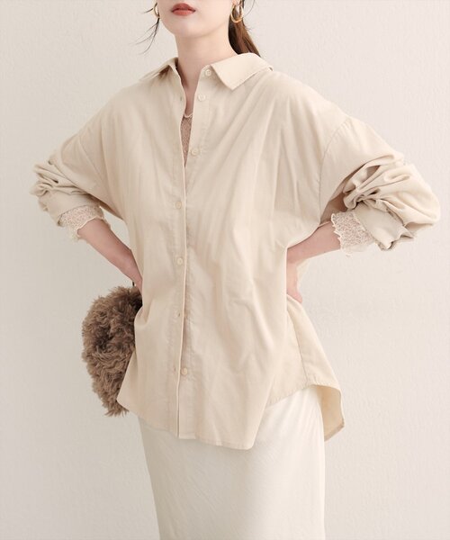 natural couture(ナチュラルクチュール)の「コーデュロイオーバーサイズシャツ(シャツ/ブラウス・レディース・ピンク/ブラウン/アイボリー・FREE)」の8枚目の写真