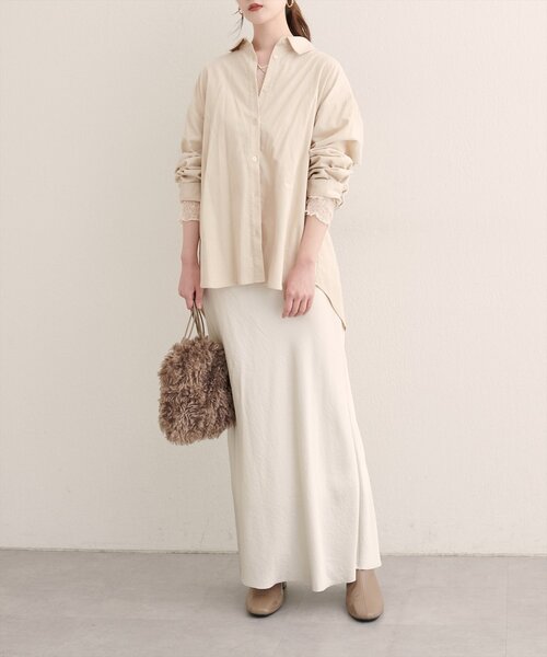 natural couture(ナチュラルクチュール)の「コーデュロイオーバーサイズシャツ(シャツ/ブラウス・レディース・ピンク/ブラウン/アイボリー・FREE)」の7枚目の写真