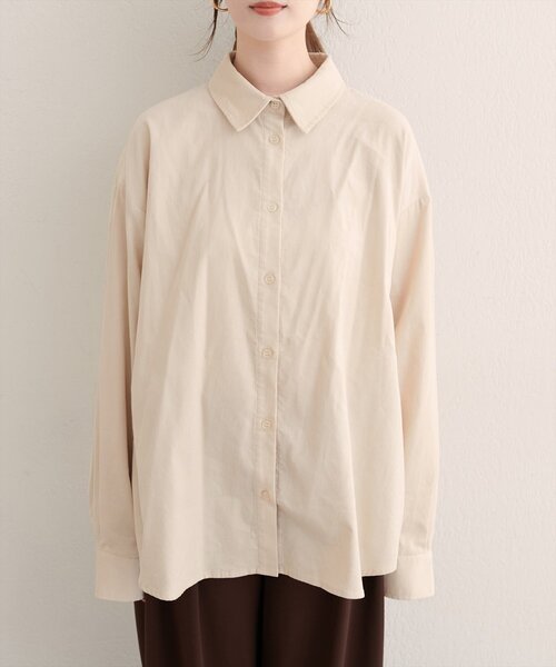 natural couture(ナチュラルクチュール)の「コーデュロイオーバーサイズシャツ(シャツ/ブラウス・レディース・ピンク/ブラウン/アイボリー・FREE)」の12枚目の写真