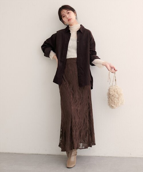 natural couture(ナチュラルクチュール)の「コーデュロイオーバーサイズシャツ(シャツ/ブラウス・レディース・ピンク/ブラウン/アイボリー・FREE)」の20枚目の写真