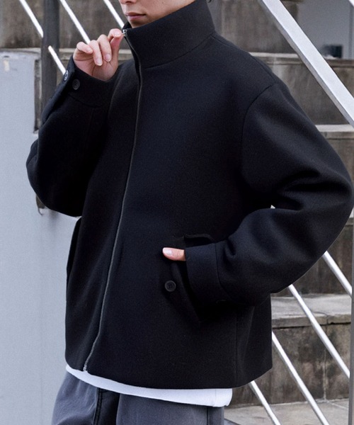 セール】テックメルトン スタンドカラー ショートコートジップアップ