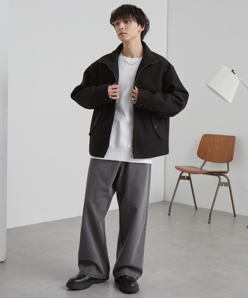 MONO-MART（モノマート）の「テックメルトン スタンドカラー ショートコートジップアップブルゾン（その他アウター・メンズ・モカ/ダークネイビー/グレー/ブラック・S/M/L）」の9枚目の写真