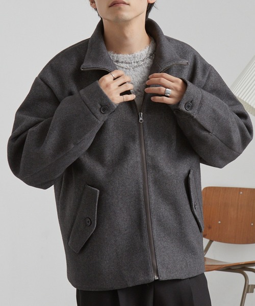 MONO-MART（モノマート）の「テックメルトン スタンドカラー ショートコートジップアップブルゾン（その他アウター・メンズ・モカ/ダークネイビー/グレー/ブラック・S/M/L）」の14枚目の写真