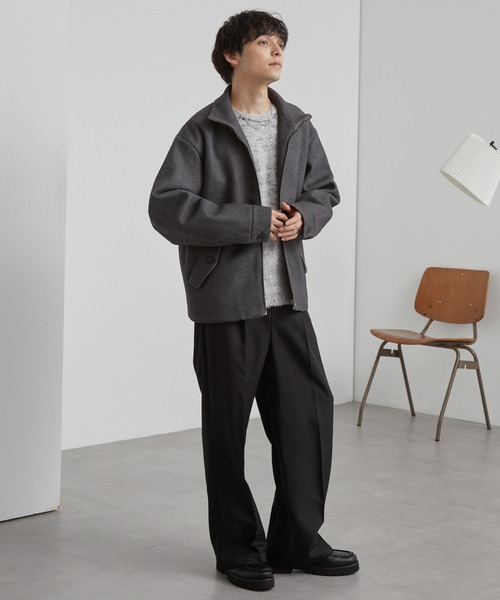 MONO-MART（モノマート）の「テックメルトン スタンドカラー ショートコートジップアップブルゾン（その他アウター・メンズ・モカ/ダークネイビー/グレー/ブラック・S/M/L）」の20枚目の写真