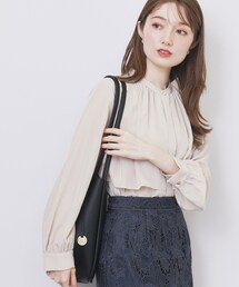 index | サテンバンドカラーブラウス【洗濯機OK/イージーアイロン】(シャツ/ブラウス)