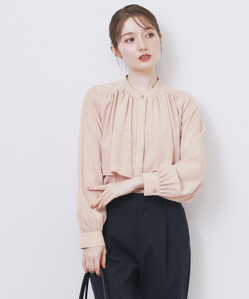 index(インデックス)の「サテンバンドカラーブラウス【洗濯機OK/イージーアイロン】(シャツ/ブラウス・レディース・ブラウン系その他/ナチュラル/ピンク・36/38/40/42)」の12枚目の写真