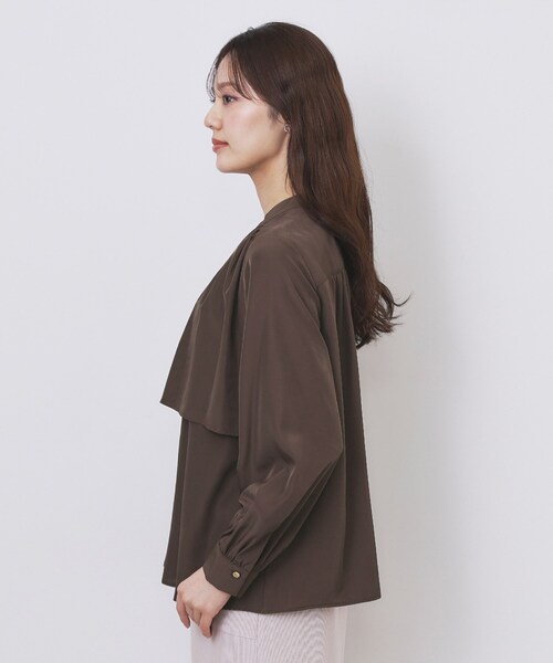 index(インデックス)の「サテンバンドカラーブラウス【洗濯機OK/イージーアイロン】(シャツ/ブラウス・レディース・ブラウン系その他/ナチュラル/ピンク・36/38/40/42)」の17枚目の写真