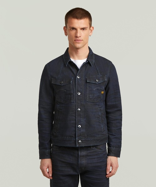 G-STAR(ジースター)の「A-LINE SLIM JACKET/フロントシームデザインスリムデニムジャケット(デニムジャケット・メンズ・インディゴブルー・LARGE/MEDIUM/SMALL)」の1枚目の写真