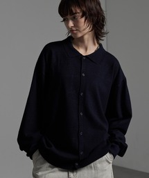 【CIYOT】ルーズシルエットメランジニットシャツカーディガン
