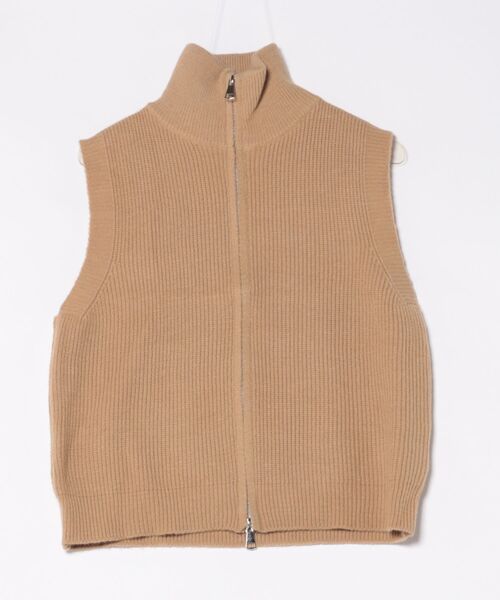 セール】立ち襟デザイン ジップニットベスト（ニット/セーター