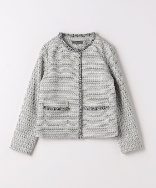 A DAY IN THE LIFE UNITED ARROWS(アデイインザライフユナイテッドアローズ)の「ラメ ツイードライク ノーカラージャケット -セットアップ対応- <A DAY IN THE LIFE>(ノーカラージャケット・レディース・ライトグレー・36)」の1枚目の写真