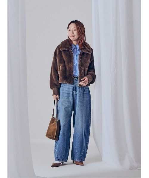 allureville（アルアバイル）の「フェイクミンクファーブルゾン（ブルゾン・レディース・モカ/ダークブラウン・2）」の5枚目の写真