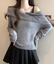 Mejoul | 【2025秋冬新作】レースフェイクレイヤードオフショルニット(ニット/セーター)