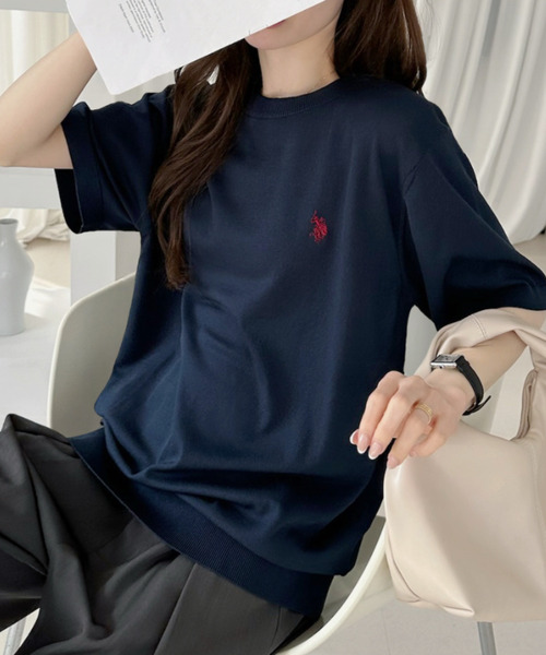 U.S. POLO ASSN.(ユーエスポロアッスン)の「【U.S. POLO ASSN.】接触冷感 半袖 クルーネック ニット(ニット/セーター・レディース・オフホワイト/ブラック/ネイビー・FREE)」の17枚目の写真