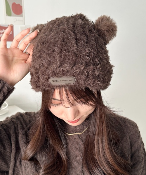 セール】ふわふわクマ耳ニット（ニットキャップ/ビーニー）｜wears