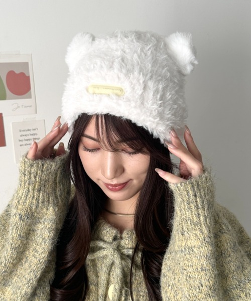 セール】ふわふわクマ耳ニット（ニットキャップ/ビーニー）｜wears