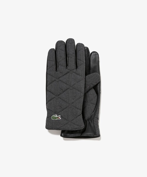 LACOSTE（ラコステ）の「モノグラムキルティングレザーコンビグローブ（手袋・メンズ・グレー/ブラック/ネイビー・FREE）」の4枚目の写真