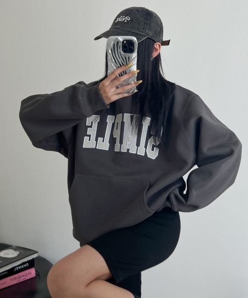 mushwear(マッシュウェア)の「文字刺繍入りテクスチャード加工パーカー(パーカー・メンズ・ダークグレー/グレー/ブラック・SMALL/LARGE/MEDIUM)」の5枚目の写真