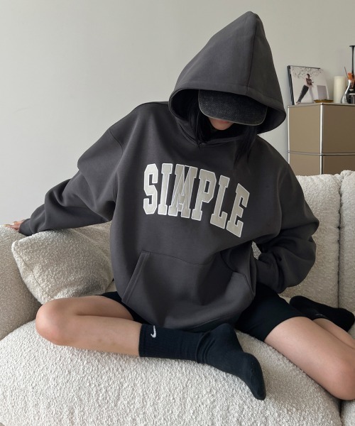 mushwear(マッシュウェア)の「文字刺繍入りテクスチャード加工パーカー(パーカー・メンズ・ダークグレー/グレー/ブラック・SMALL/LARGE/MEDIUM)」の7枚目の写真