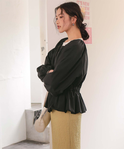 titivate（ティティベイト）の「ペプラムギャザーボリュームブルゾン（ブルゾン・レディース・ライトベージュ/ブラック/ベージュ/ピンク・M/L）」の11枚目の写真