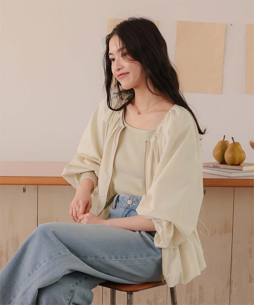 titivate（ティティベイト）の「ペプラムギャザーボリュームブルゾン（ブルゾン・レディース・ライトベージュ/ブラック/ベージュ/ピンク・M/L）」の20枚目の写真