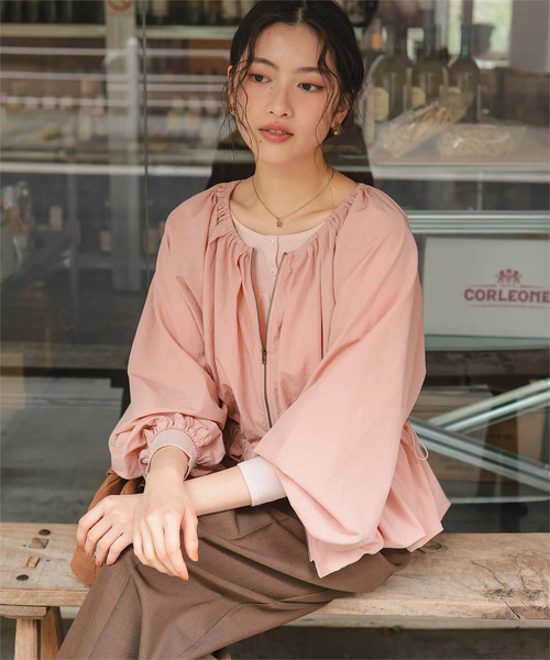 ラブティックボンボン ギャザーボリュームブルゾン ベージュ ギャザーボリュームブルゾン | La boutique BonBon(ラブティック