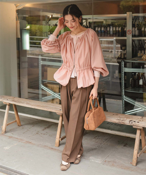 セール】ペプラムギャザーボリュームブルゾン（ブルゾン）｜titivate