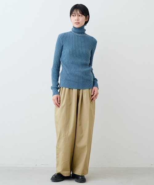 THREE FIFTY STANDARD(スリーフィフティースタンダード)の「THREE FIFTY STANDARD日本製のコットン100%リブタートル(ニット/セーター・レディース・グレイッシュブルー/ダークネイビー/ホワイト系その他・3L/LL/M/L)」の8枚目の写真