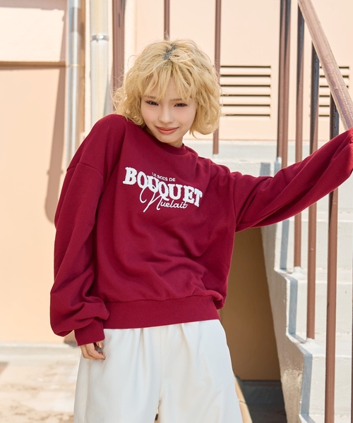 LOVETOXIC（ラブトキシック）の「【秒かわトップス】ロゴ刺しゅうベーシックスウェット（スウェット・キッズ・ブラック/ホワイト系その他/エンジ/オフホワイト・S:140cm/L:160cm/130cm/M:150cm）」の4枚目の写真