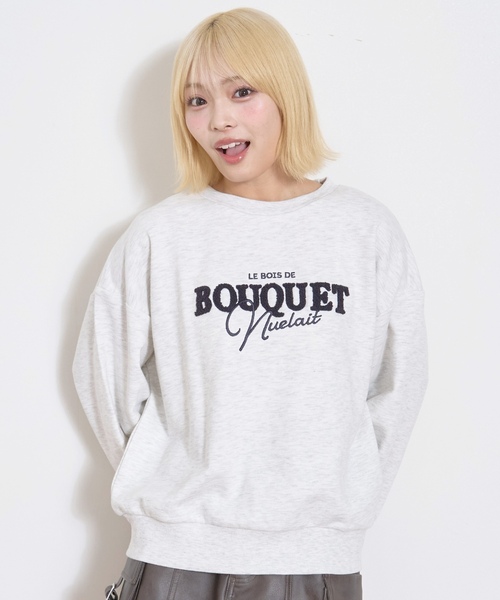 LOVETOXIC（ラブトキシック）の「【秒かわトップス】ロゴ刺しゅうベーシックスウェット（スウェット・キッズ・ブラック/ホワイト系その他/エンジ/オフホワイト・S:140cm/L:160cm/130cm/M:150cm）」の3枚目の写真