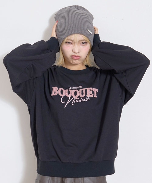 秒かわトップス】ロゴ刺しゅうベーシックスウェット（スウェット