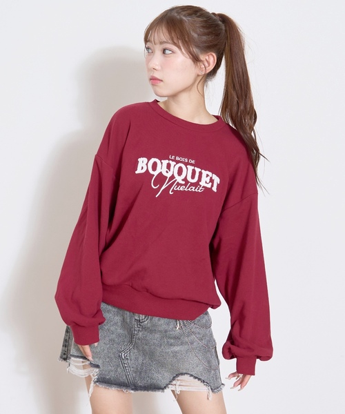 秒かわトップス】ロゴ刺しゅうベーシックスウェット（スウェット