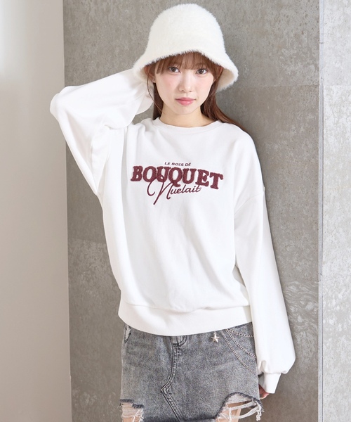 LOVETOXIC（ラブトキシック）の「【秒かわトップス】ロゴ刺しゅうベーシックスウェット（スウェット・キッズ・ブラック/ホワイト系その他/エンジ/オフホワイト・S:140cm/L:160cm/130cm/M:150cm）」の7枚目の写真