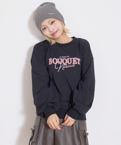 LOVETOXIC（ラブトキシック）の「【秒かわトップス】ロゴ刺しゅうベーシックスウェット（スウェット・キッズ・ブラック/ホワイト系その他/エンジ/オフホワイト・S:140cm/L:160cm/130cm/M:150cm）」の9枚目の写真