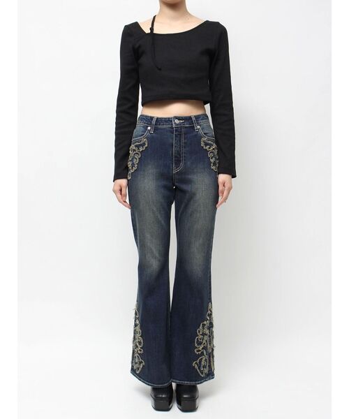 EVRIS（エヴリス）の「ウエスタンデザインフレアデニムパンツ（デニムパンツ・レディース・インディゴブルー/ライトブルー・SMALL/MEDIUM）」の14枚目の写真