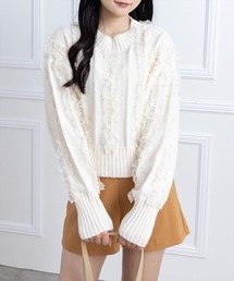 CLEAR BASIC | レースフリルニットトップス［大人 カジュアル ガーリー 着回し力抜群］≪AW新作≫(ニット/セーター)