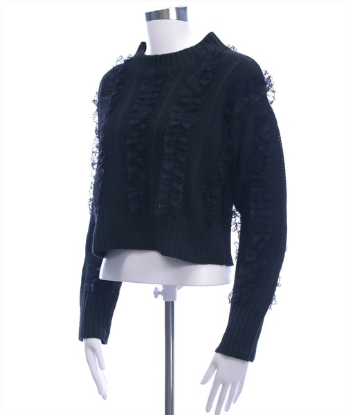 CLEAR BASIC（クリアベーシック）の「レースフリルニットトップス［大人 カジュアル ガーリー 着回し力抜群］≪AW新作≫（ニット/セーター・レディース・アイボリー/ブラック/ピンク・F）」の12枚目の写真