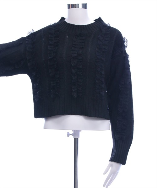 CLEAR BASIC（クリアベーシック）の「レースフリルニットトップス［大人 カジュアル ガーリー 着回し力抜群］≪AW新作≫（ニット/セーター・レディース・アイボリー/ブラック/ピンク・F）」の18枚目の写真