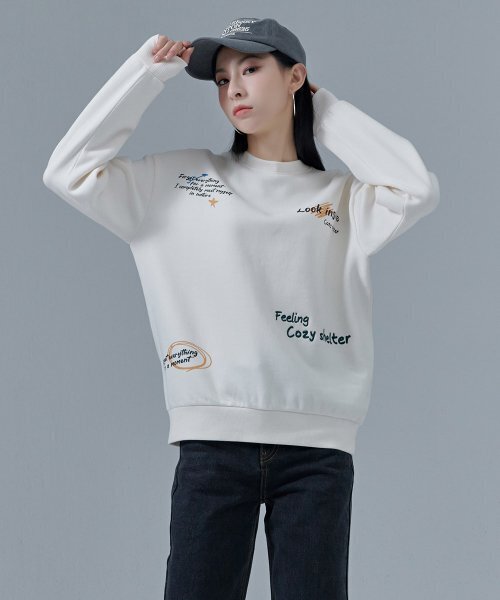 CHASECULT(チェイスカルト)の「共用ドローイング裏起毛スウェットTシャツ-CFRU5125D0A(スウェット・メンズ・アイボリー・90/95/100/105)」の3枚目の写真