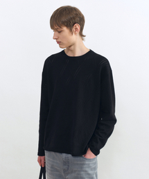 スカシロングスリーブニット ブラック