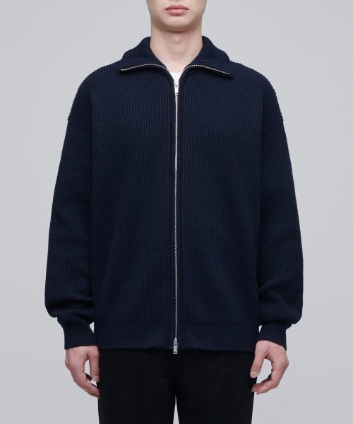 MUSINSA STANDARD（ムシンサスタンダード）の「リラックスドリブニットジップアップ [ネイビー]（ニット/セーター・メンズ・その他・SMALL/MEDIUM/LARGE/X-LARGE/XX-LARGE）」の3枚目の写真