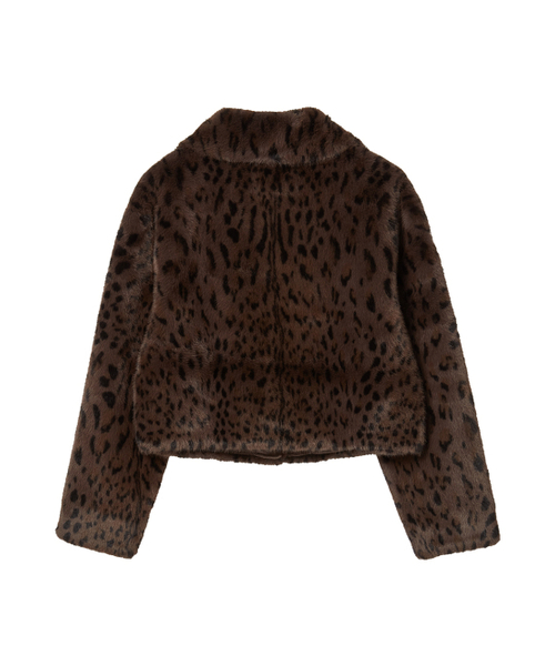 セール】レオパードフェイクファー クロップビジュー ジャケット